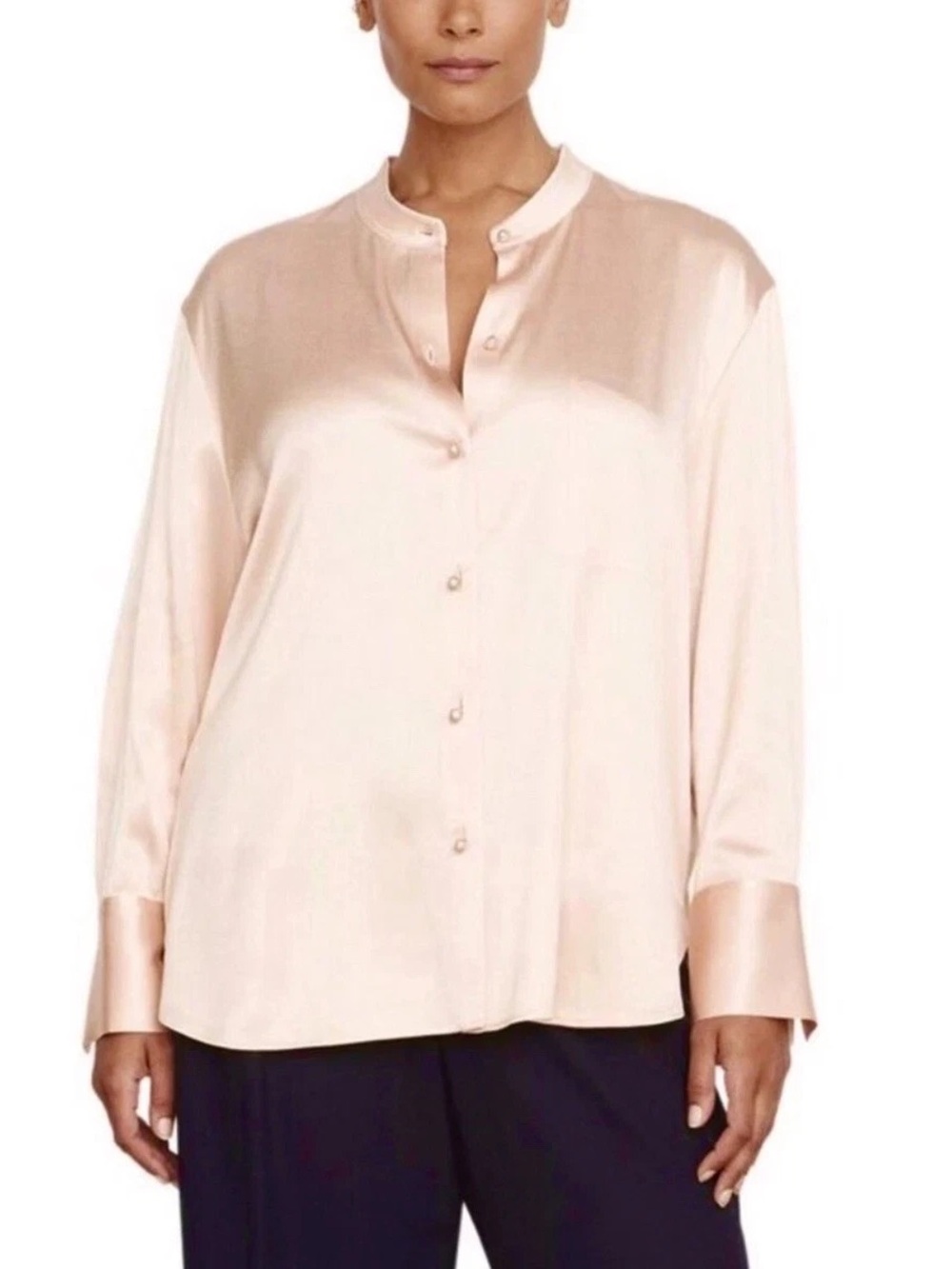 Vince Peach Opal Satin Relaxed Fit Blouse - Picture 2 of 11